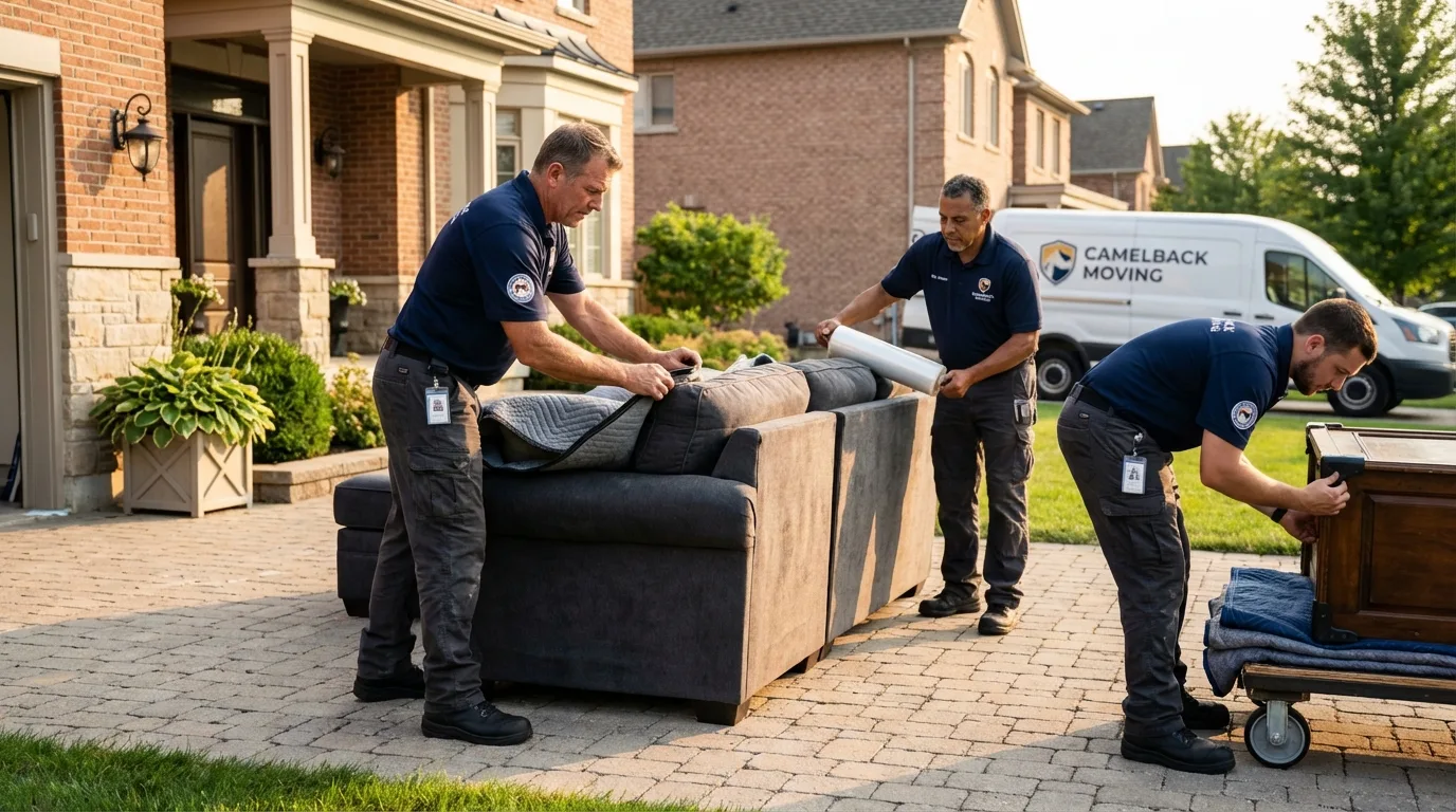 Large estate moving crew wrapping furniture in Creola, AL