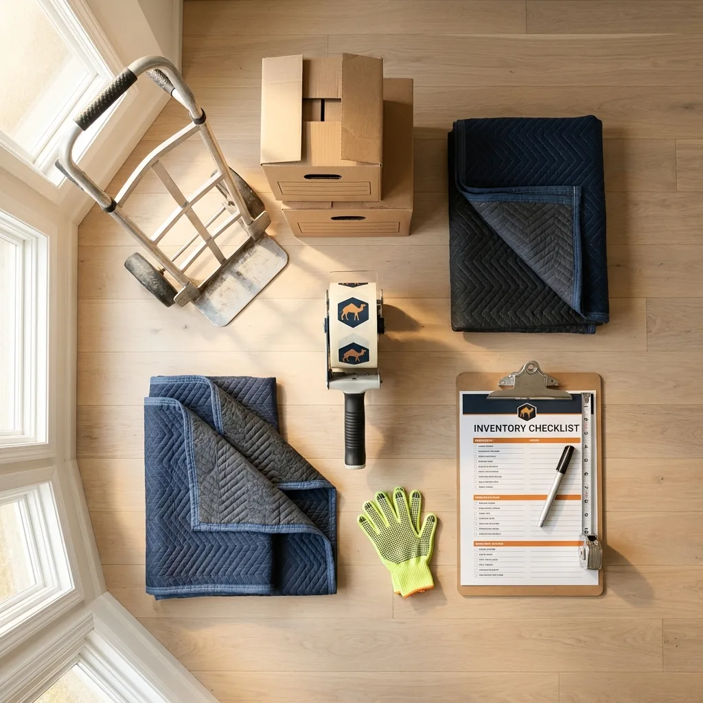 Professional moving supplies and packing materials layout for Creola residential relocations